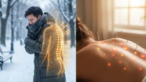 冬の体調不良と鍼灸による自律神経ケアのイメージ