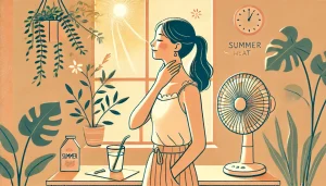 自律神経失調症、暑さに弱い。涼しい室内で、休息をとる女性。