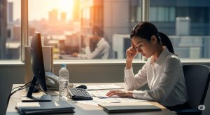 夏バテで仕事休む?体調不良にもかかわらず、仕事をする女性